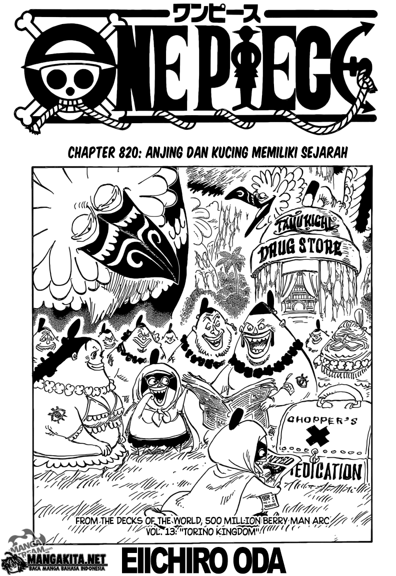 One Piece Chapter 820 anjing dan kucing yang memiliki sejarah Image 1