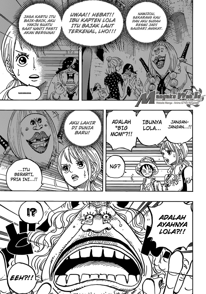 One Piece Chapter 836 – kartu vivre pemberian lola Image 3
