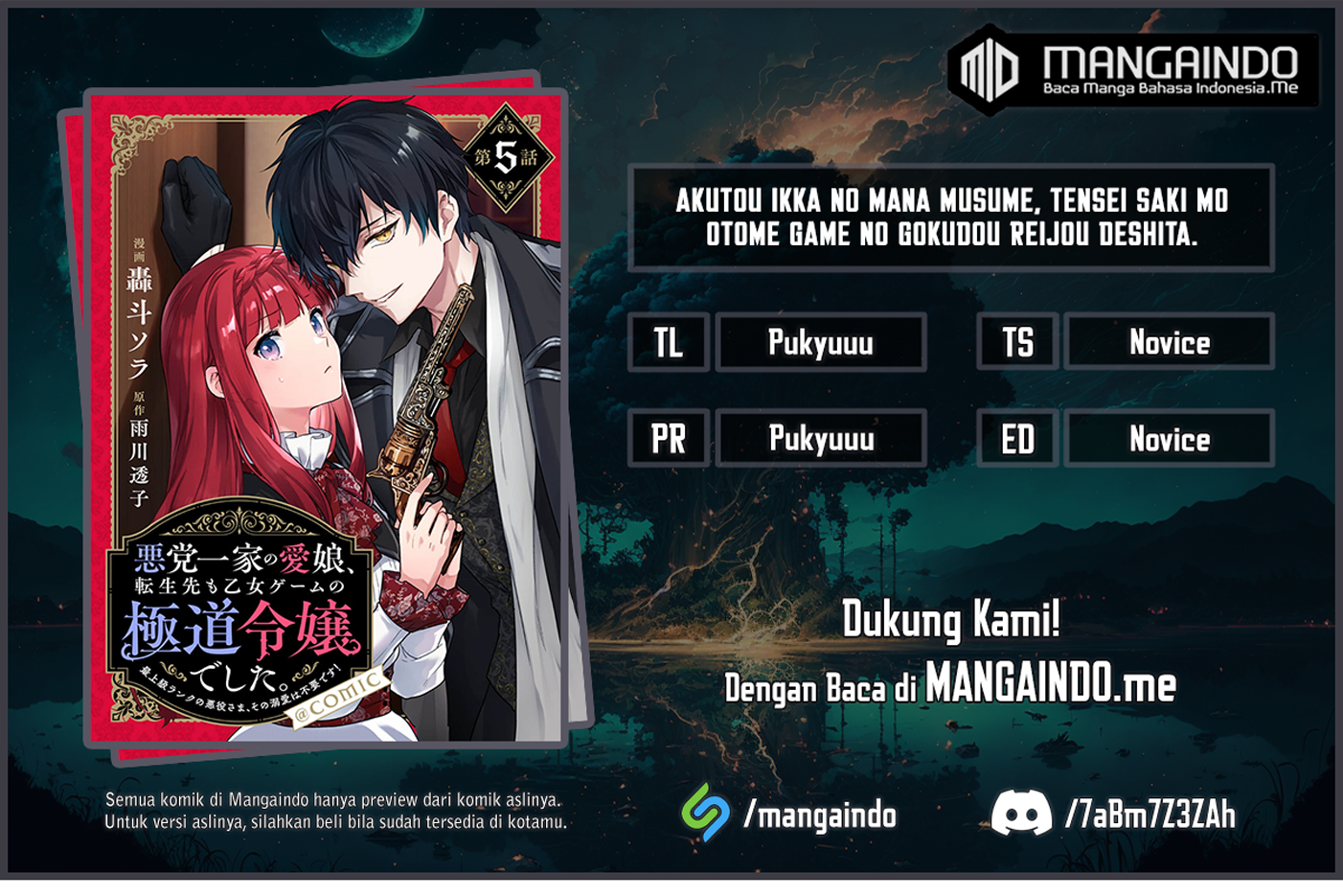 Akutou Ikka no Mana Musume, Tensei Saki mo Otome Game no Gokudou Reijou deshita Chapter 05 Image 0